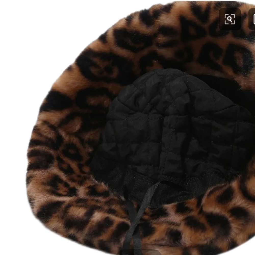 Leopard Print Faux Fur Bucket Hat - Picture 11 of 14